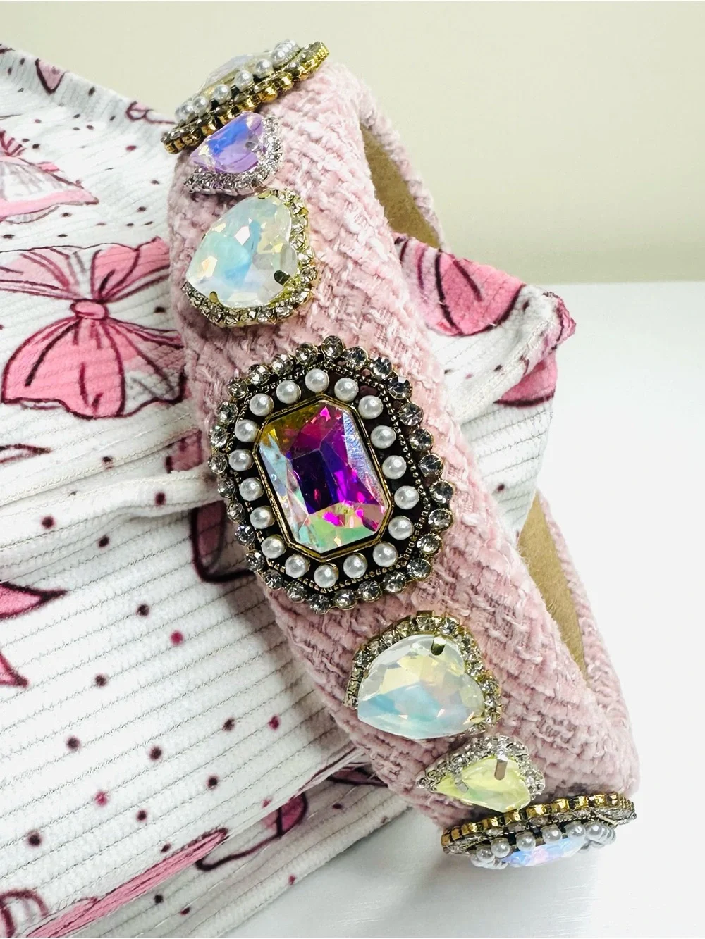Women's Pink Jeweled Headband